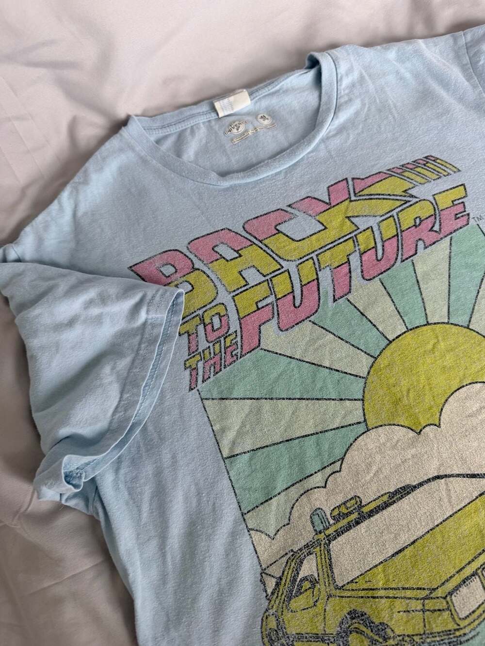 Universal Studios Back to the Future Graphic T-Shirt Light Blue Medium